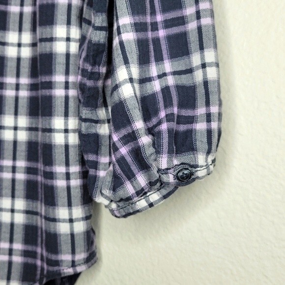 H&M DIVIDED Plaid Gray Pink Long Sleeve Button Up Shirt size 4 Pintuck Collared - Picture 13 of 16